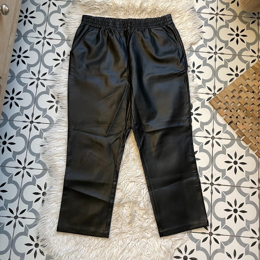 Smash + Tess Faux Leather Jogger Pants – XL | Black Vegan Leather